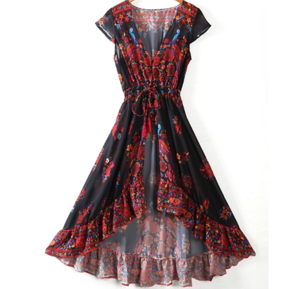 Boho Chiffon High-Low Dress NWT - Picture 5 of 8